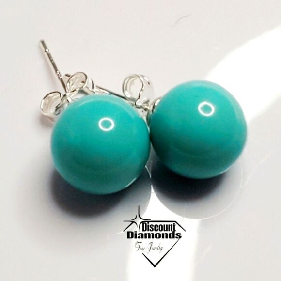 Light Blue 10mm  South Sea Shell Pearl Stud Earrings on 925 Sterling … - Picture 4 of 6